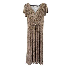 Liz Lange Completely Me Maxi Dress Size L Brown Leopard Print Stretch Jersey NWT